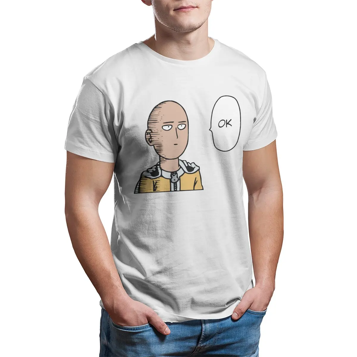 One ok punch merch Oke Okay Anime One punch man meme Unisex T-Shirt for Men 100% Cotton printed anime Clothes plus size 5XL 6XL