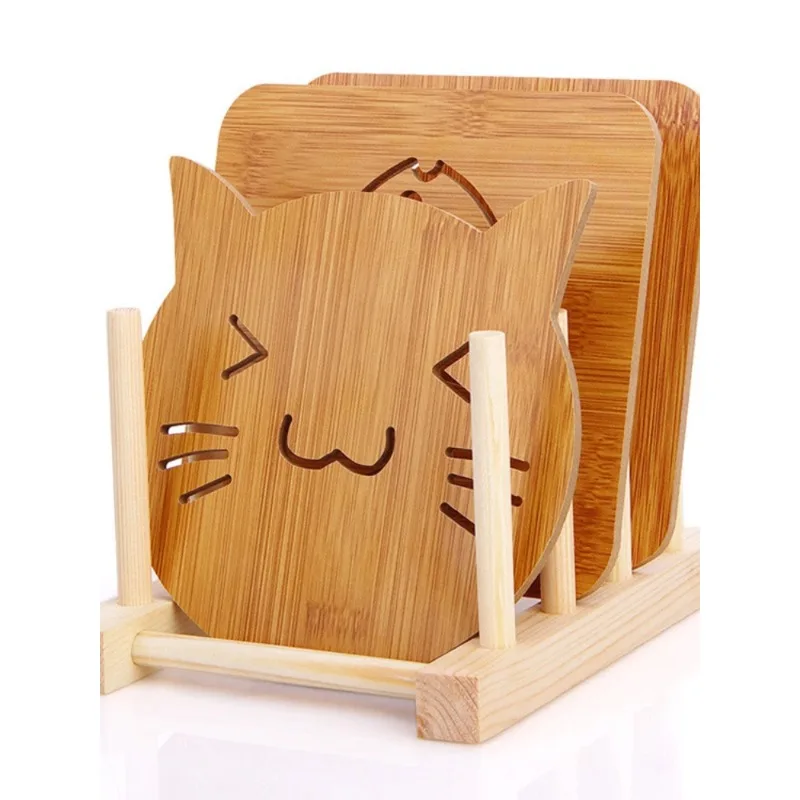

Hollow Out Wooden Coaster Kitchen Tableware Insulation Mats Thickened Anti Scalding Meal Anti Slip Pan Bowl Plate Pad