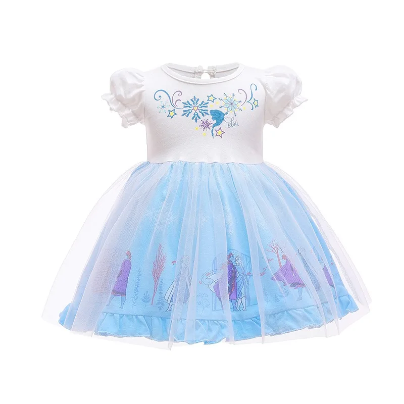 

New Summer Kids Girl Dress Short Bubble Sleeves Cartoon Princess Halloween Costumes Carnival Birthday Clothing C146