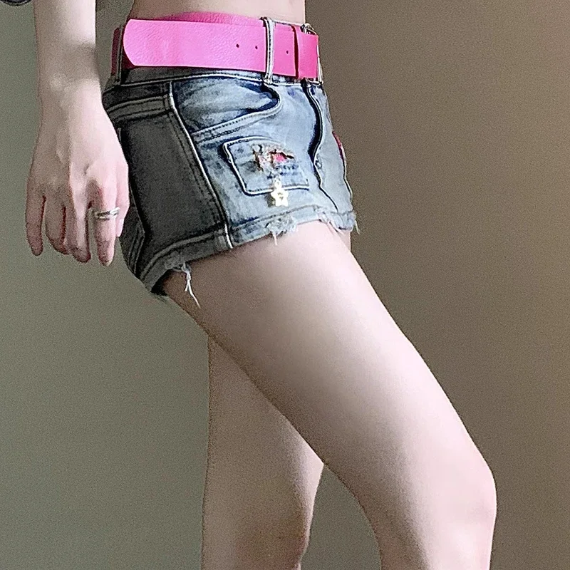 Women High Waist Fashion Patchwork Denim Skirts Lady Y2k Vintage Harajuku Shorts Skirts Girls Korean Style Streetwear Blue Dress