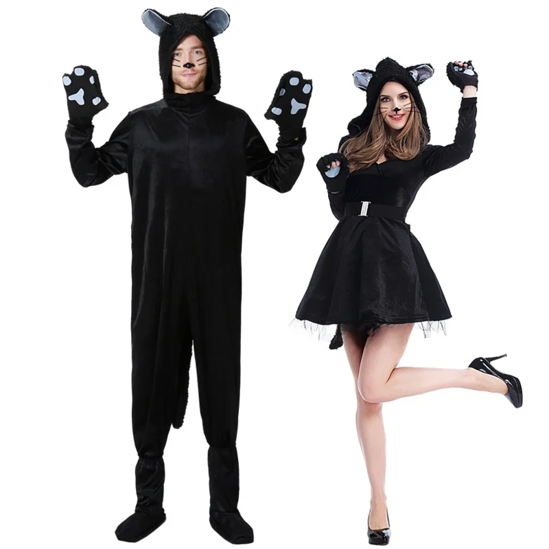 

2025 New Bla Couple loween Costume Men's One-Piece Animal Role-Plang Clothes Chinese Production Spring