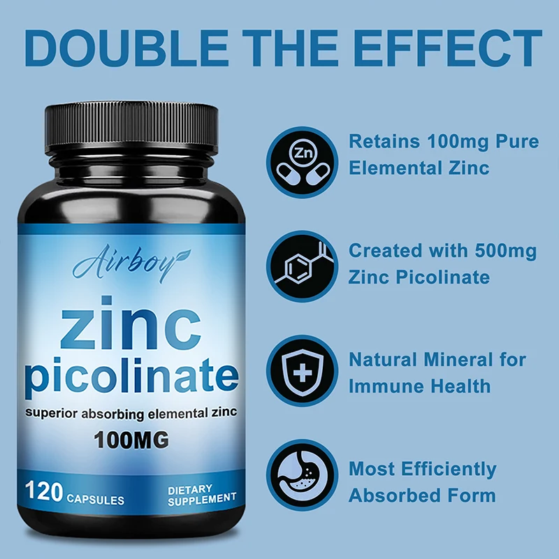 Zinc Picolinate - Helps Skin, Nails, Hair, Energy, Immunity, Promotes Overall Health, Anti-Aging Superfood