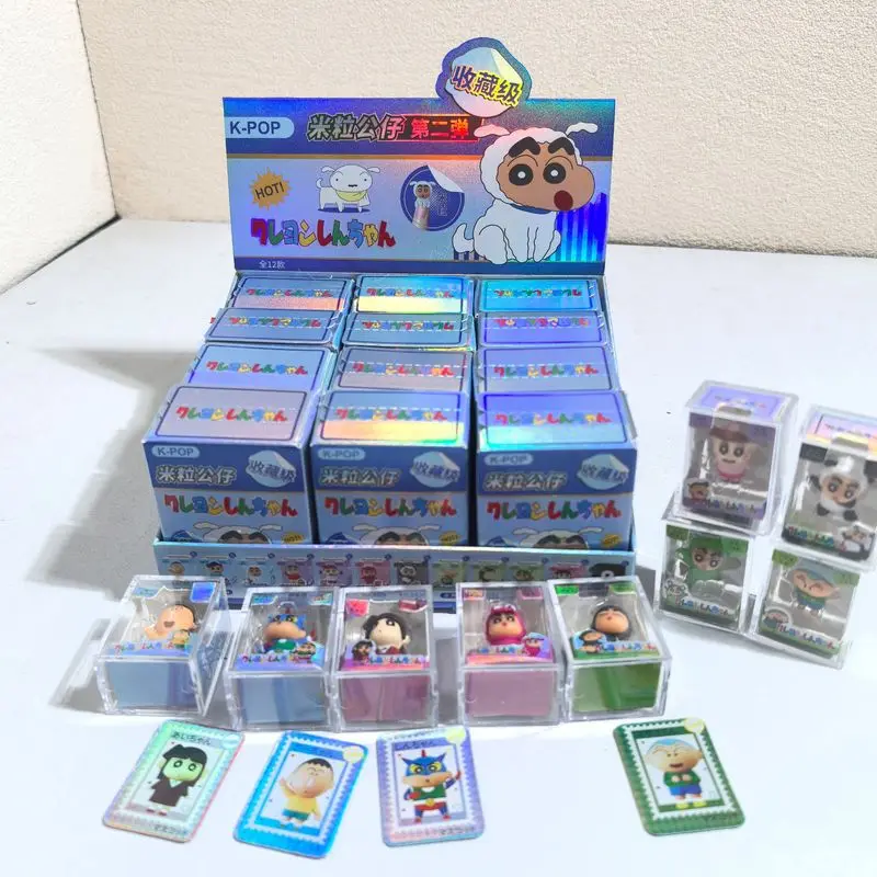 Crayon Shin-Chan Serie Animales Caja Sorpresa de Granos de Arroz 12 Estilos Mini Figura de Resina Coleccionable Adorno de Escritorio Regalo de Cumpleaños