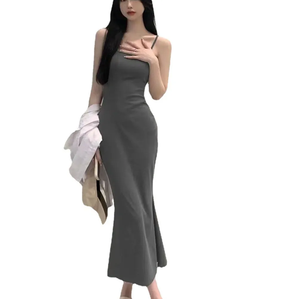 2025 neue Streetwear Sommer Süße Ärmellose Taille- ausgestattet Open-back Tank Kleid frauen Sommer Elegante Meerjungfrau, Figurbetonte kleider