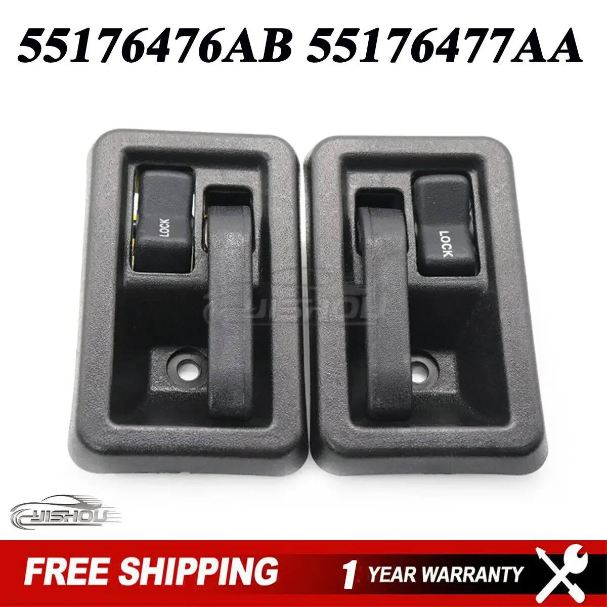 Car Interior Inside Door Latch Handles Interior Pair Left & Right 55176476AB 55176477AA Fits for Jeep Wrangler YJ TJ 1987-2004