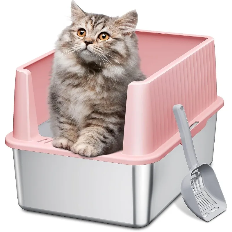 

Stainless Steel Litter Box Small, Kitten Litter Box with High Sides 17" Lx13.3" Wx11.8" H,Metal Kitty Litter Box Easy to Clean,