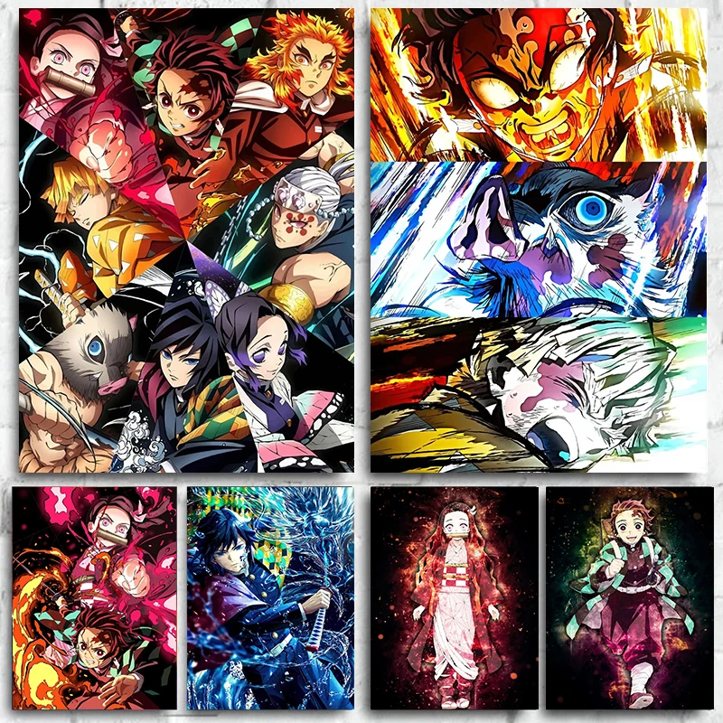 Japan Anime Demon Slayer Painting Wall Art Printing Canvas Poster Home Decorative Modern Living Room Nezuko Anime Pictures Gift