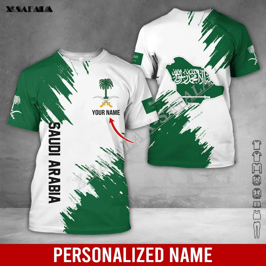 حب السعودية الشرق الأوسط Love Saudi Arabia Flag 3D Full Print Men T-Shirt Top Tee Short Sleeve O Neck We Dream And Achieve