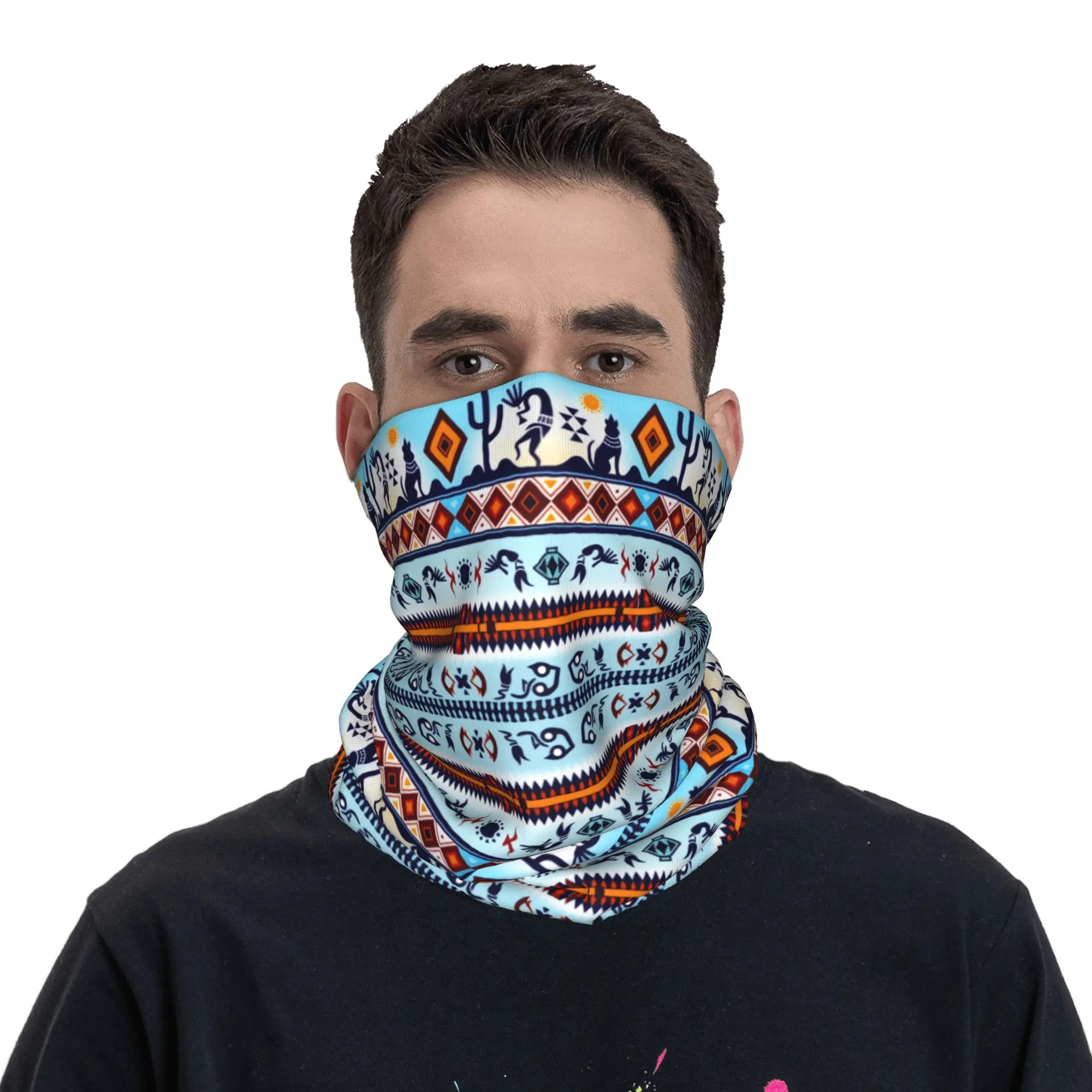 Bandana Kokopelli Hohokam Kustom, Penutup Leher, Pelindung UV, Syal Wajah, Penutup Kepala untuk Wanita dan Pria, Budaya, Tube Balaclava