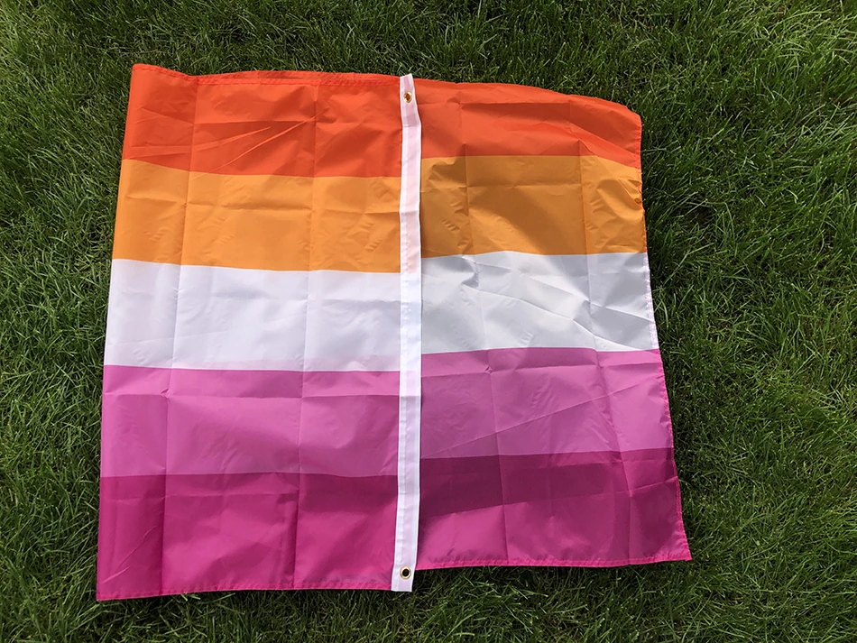 TIKI FLAG Sunset Lesbian Pride Flag 3x5fts 90x150cm Polyester Hanging Rainbow Flag for Home Decoration