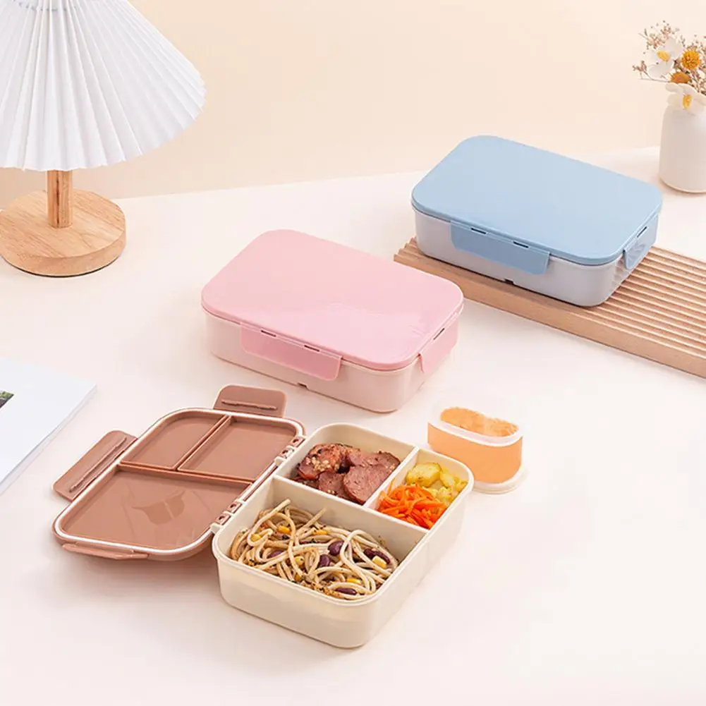 Stackable Bento Box Set for Adults Microwave Safe Lunch Containers with 3 Compartment Capacity for School And Work Meals