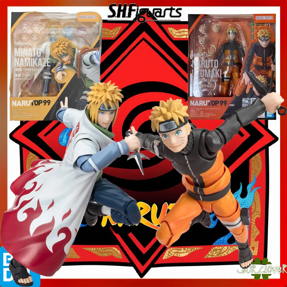 

100% подлинная серия Bandai S.H.Figuarts • Наруто • Минато Намикадзе и Узумаки Наруто • Шарнирные фигурки