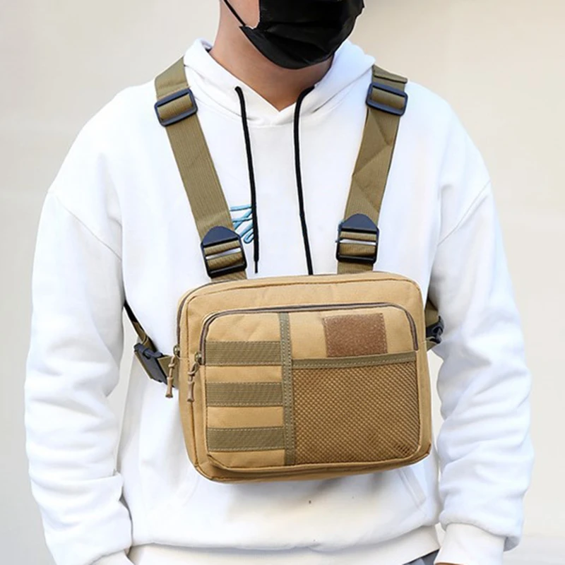 

New Influx Of Cool Men's Functional Waistcoat Bag Nylon Leisure Personality Chest Bag Street Trend Workwear Shoulder Backpacks