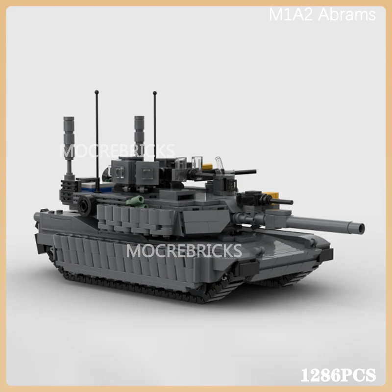 Military Weapons Building Block Army M1A2 Abrams Main Battle Tank Track Vehicle Technology Bricks Toys Children Christmas Gifts