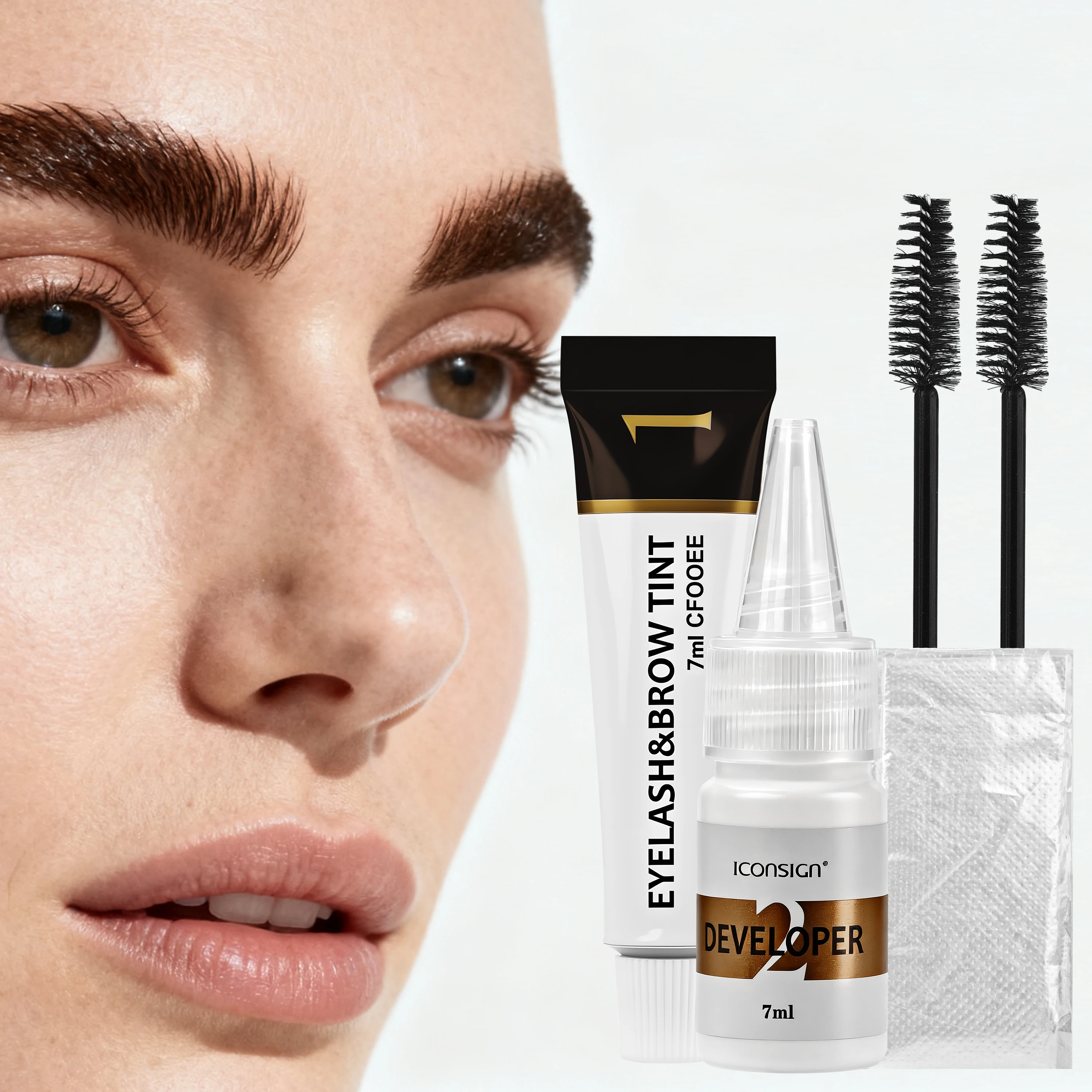Set di tinta per ciglia per sopracciglia mascara semipermanente Set di tinta per sopracciglia e ciglia impermeabili in 3 colori Impermeabile e resistente al sudore