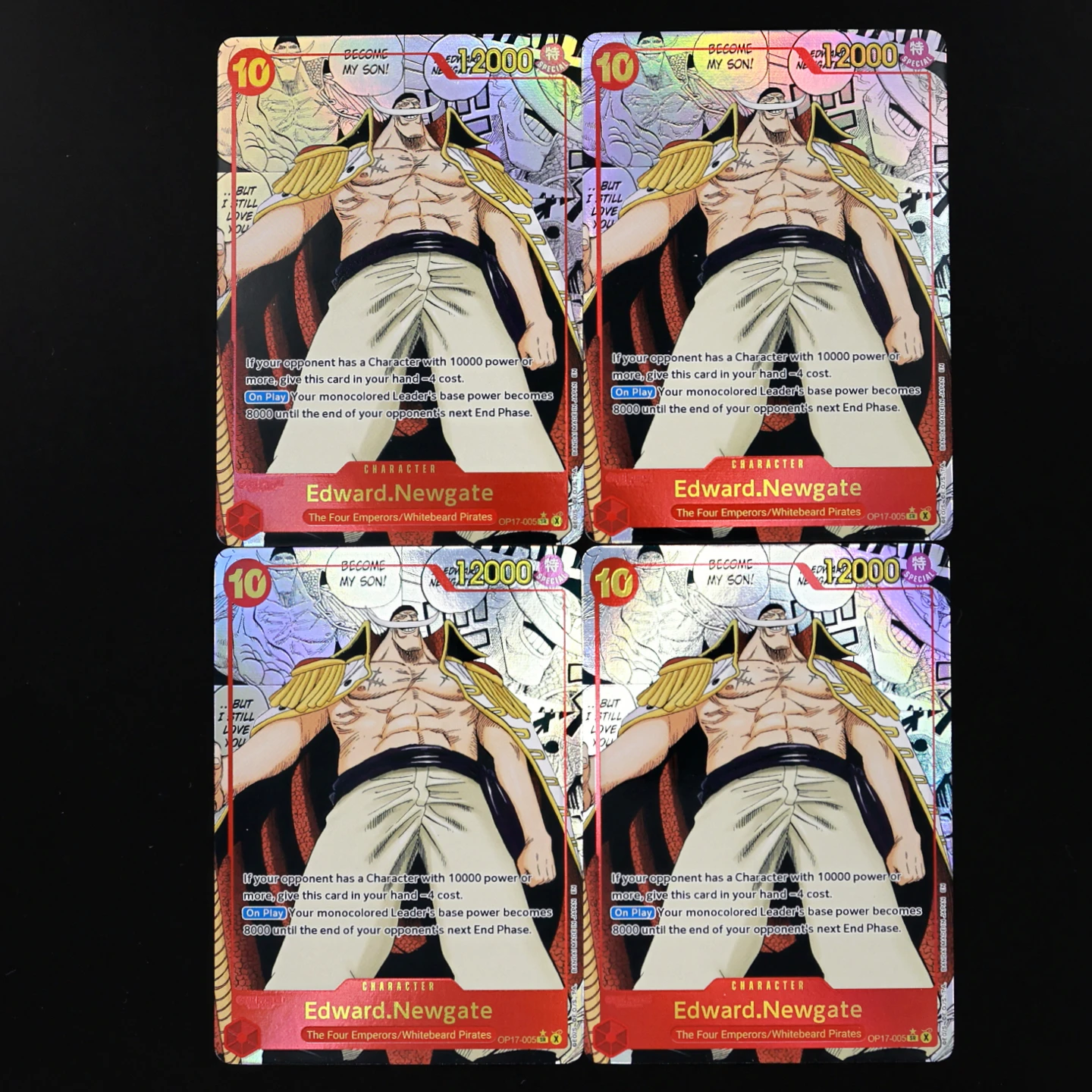 One Piece TCG OPCG Englisch OP17 Manga-Kartenset OP17-022 Shanks OP17-005 Newgate OP17-062 Kaido OP17-112 Linlin Textur-Folienkarte