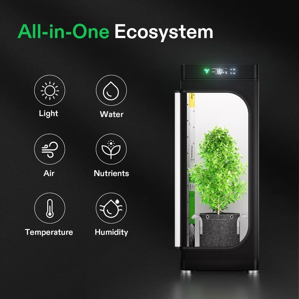 All-in-One Smart Grow Box, Grow Light, Advanced Circulation & Ventilation System, Irrigation, Nutrient, Magnetic Window