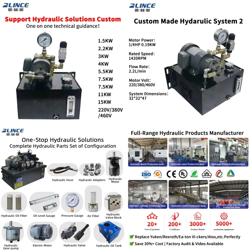 

Hydraulic Pump Station Power Pack Unit for Blince 220V 380V 2.2L min 1 4HP 1 3HP 1 2HP 0.19KW 0.25KW 0.36KW Industrial