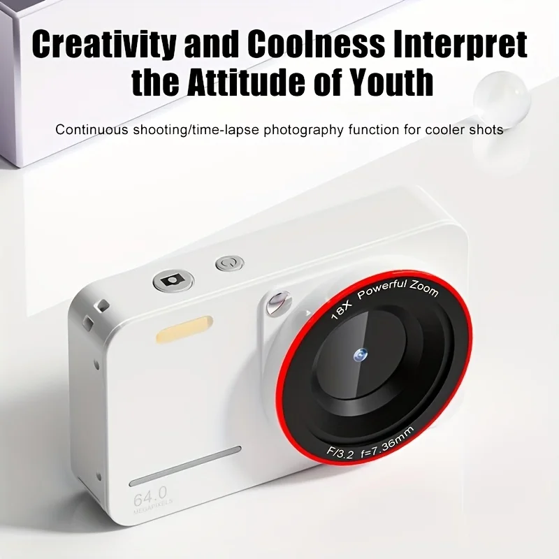 كاميرا رقمية محمولة CCD شاشة 2.8 بوصة 64 ميجابكسل ضبط تلقائي للصورة 18X تكبير هايت بكسل كاميرا صغيرة 1080P كاميرا فيديو كاميرا سيلفي