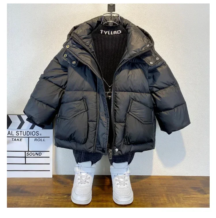 Children Clothing Boys Down Cotton Jacket 2024 Winter New Children Cotton Jacket Trendy and Cool Baby Medium Length Coat