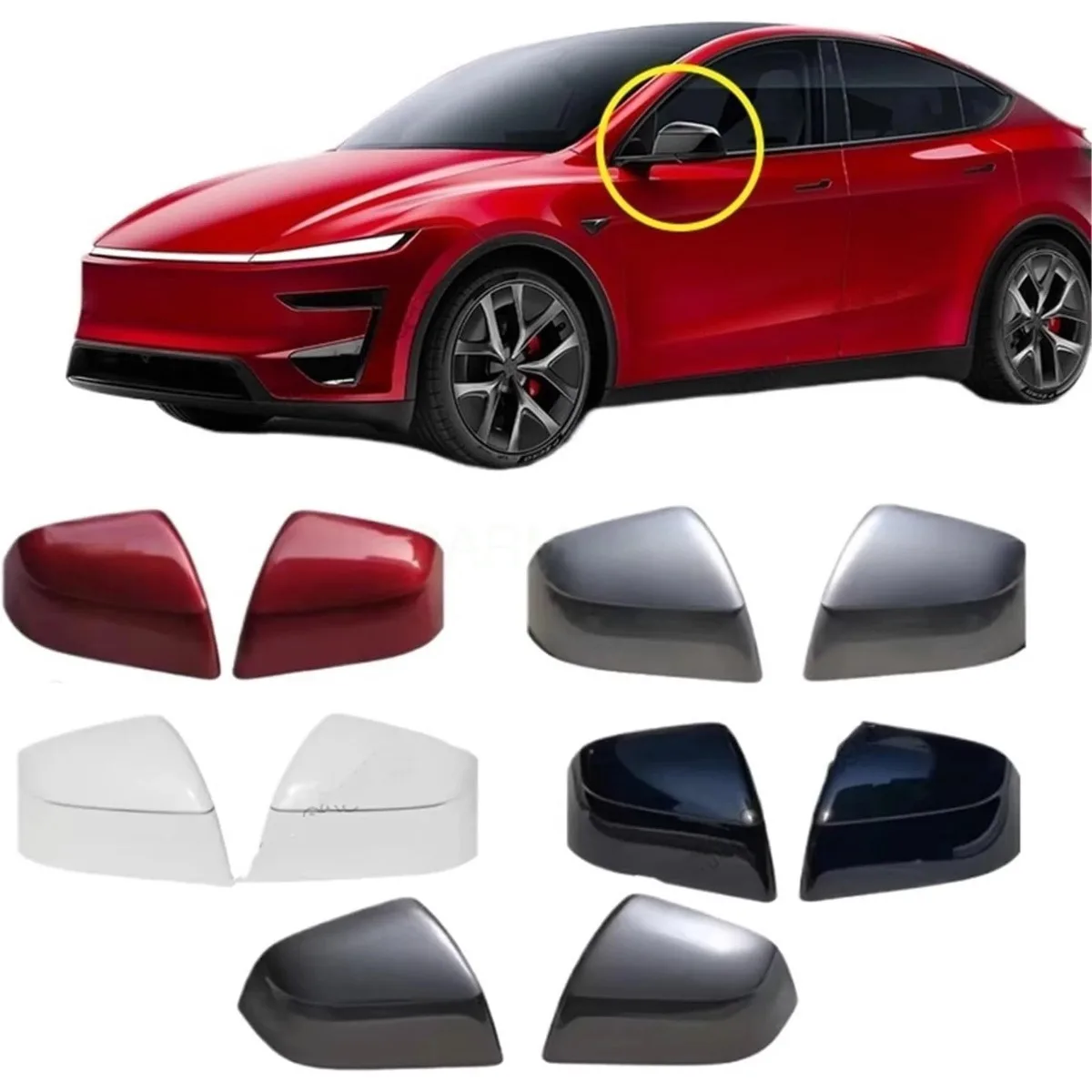 Rearview Mirror Cover Exterior White Black Silver Gray Red For Tesla Model Y Juniper 2025 Rearview Mirror Shell 1963538 1963539