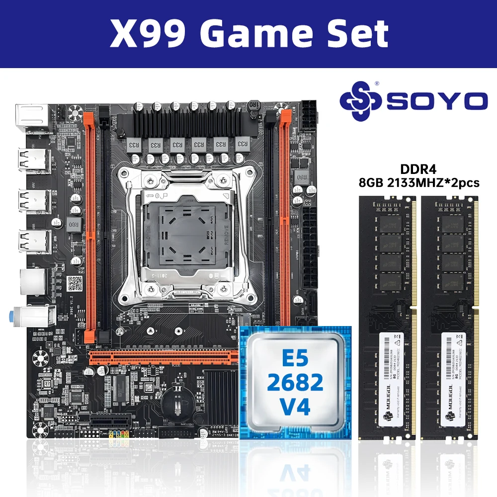 SOYO X99 Motherboard Set Kit With Intel LGA2011-3 Xeon E5 26
