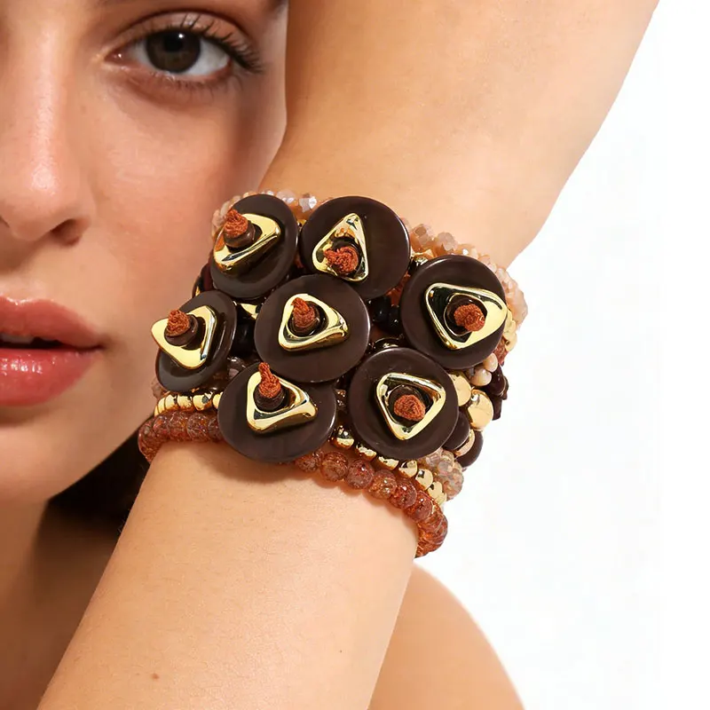 Statement-Armband im Retro-Boho-Stil, mehrschichtig, mit Perlen, handgefertigt für Frauen und Mädchen