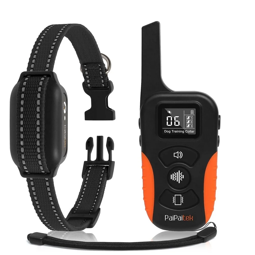 PaiPaitek No Shock Dog Training Collar with Remote 3300ft Range,Vibrating Dog Collar Beep&Vibrate Only,Waterproof & Rechargeable