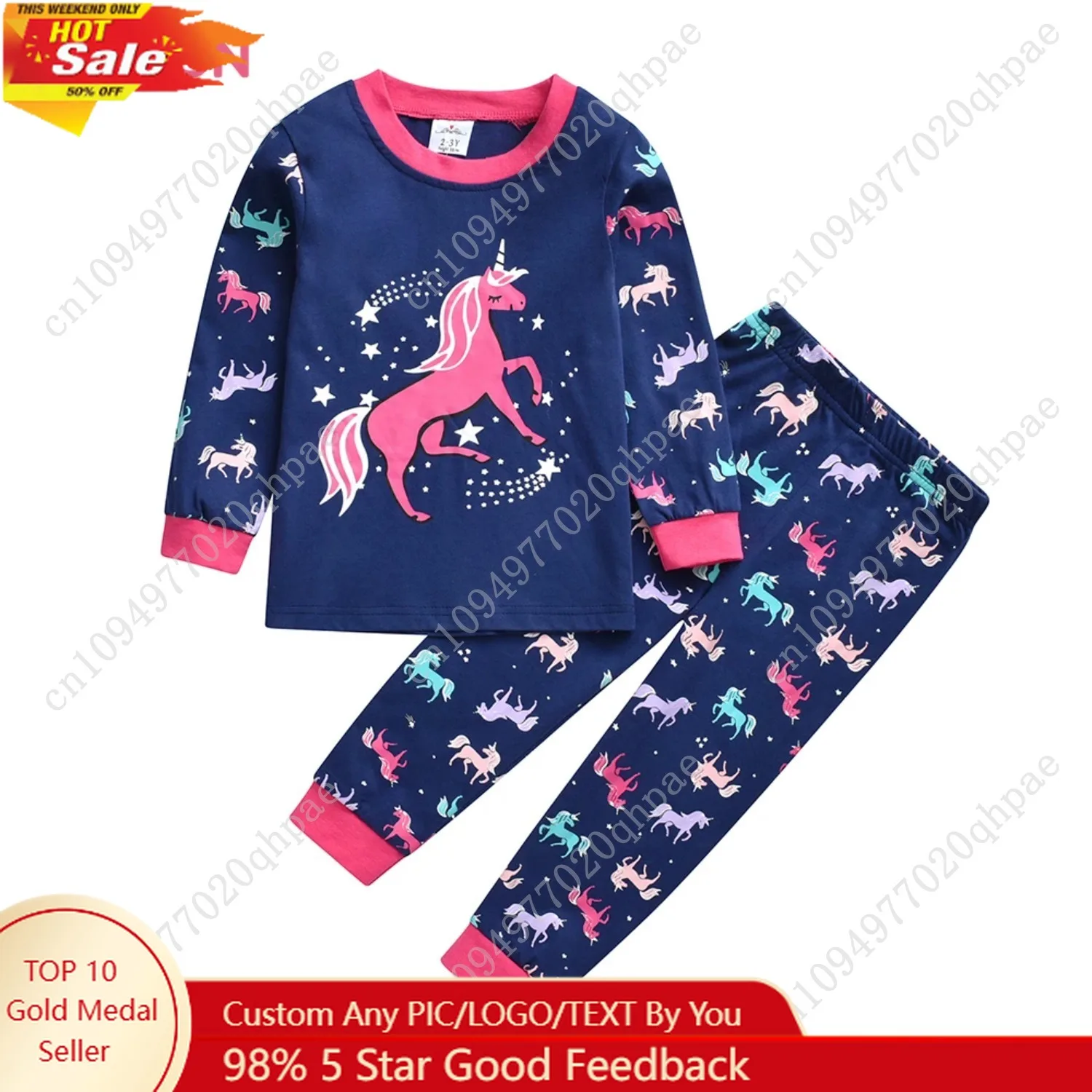 

DXTON Kid Cartoon Clothes Sets Nighty Pajamas for Autumn Spring Unicorn Print Tees and Pants Suits Pyjamas Kids Pijamas 2 Pcs