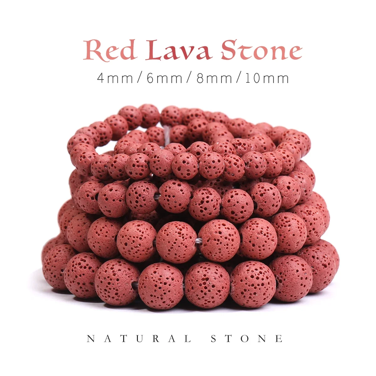 

Red Natural Volcanic Lava Stone Round Bulk Beads Jewelry Making Crafts DIY Bracelet,Pendant Accessories Wholesale 6/8/10/12mm