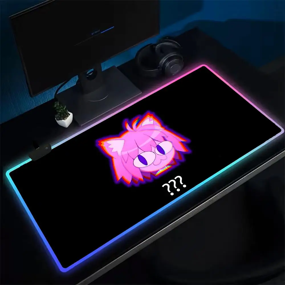 Anime Neco-Arc Mouse Pad Anime Gaming Mouse Pad LED Table Pads Backlit Rubber Desktop XXL Mousepad RGB Desk Mats