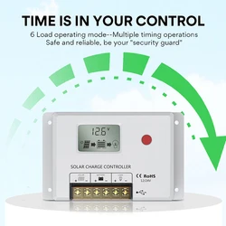 Solar Charge Controller 10A, Bateria Power 24V PWM Solar Controller with LCD Display Dual USB Multiple Load Control Modes fo
