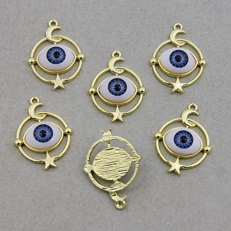 6pcs New Turkish Demon Eye Earring Charms Fashion Resin Evil eye Necklace Keychain Pendants Accessory DIY Women Jewelry Making