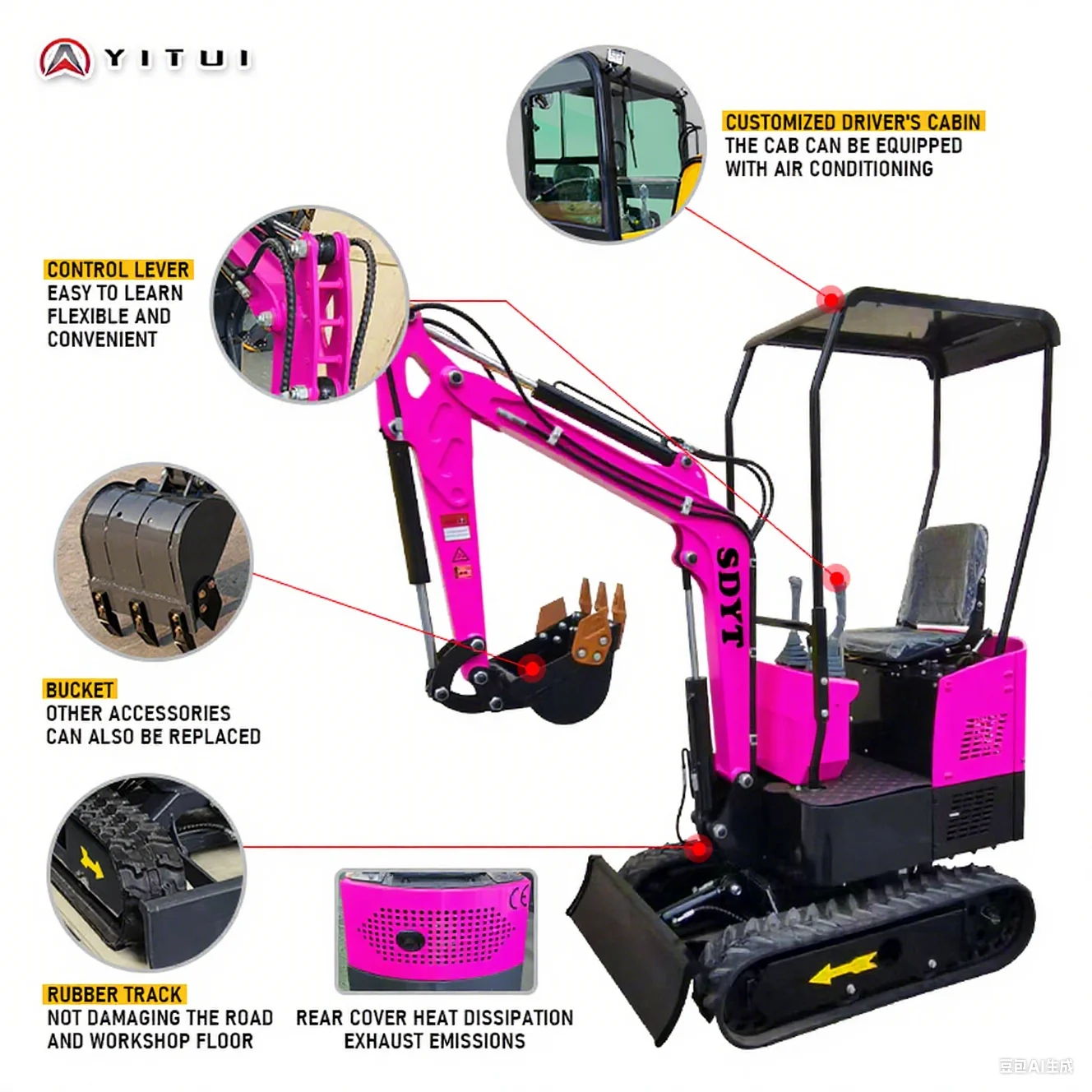 Venda quente preço especial miniescavadeira ce epa euro 5 motor kubota personalizado 1.5 1.8 ton miniescavadeira de esteira