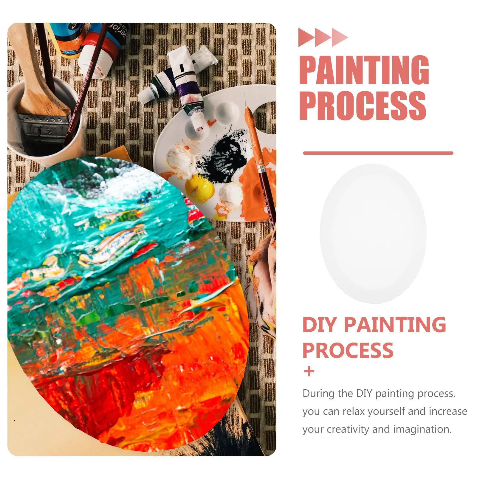 Small Oval Canvas Frame Blank Painting Surface for Oil Acrylic Gouache Tempera Lightweight Compact Design Art Student Beginner