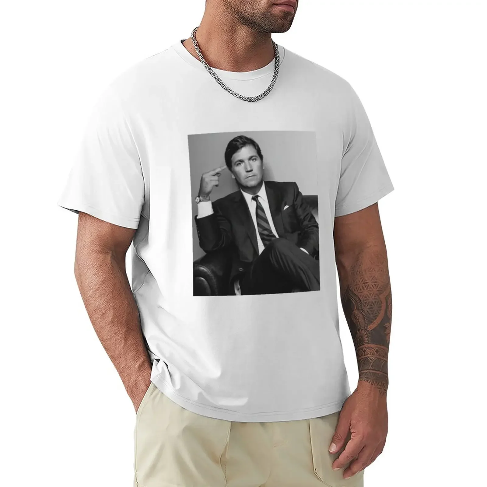 Tucker Carlson Middle Finger T-Shirt tops cute tops korean fashion Men's cotton t-shirt