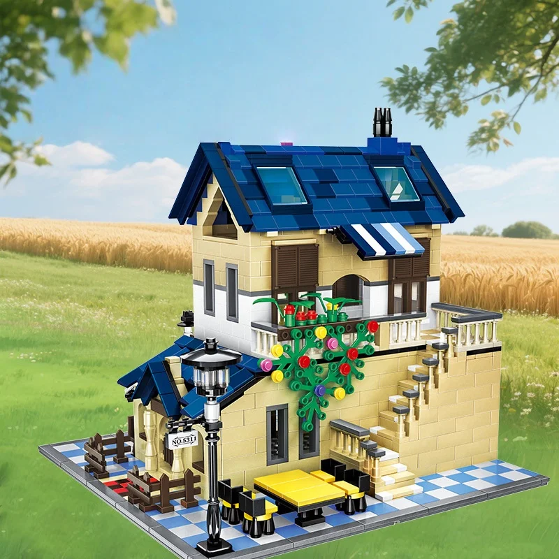 

French Country Villa Building Kit, Micro Brick Architecture Model, European House DIY for Teens