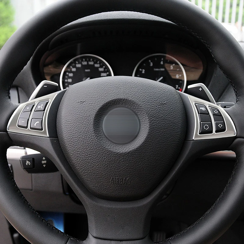 For BMW X5 X6 E70 E71 2008 2009 2010 2011 2012 2013 Car Console Steering Wheel Buttons Cover Trim Interior Sticker Accessories view 6
