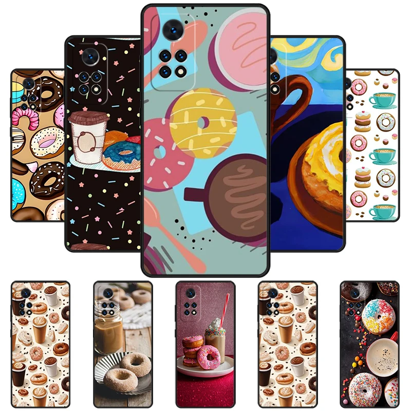 Donut Sweet Desert Coffee Phone Case For Redmi Note 11 EPro 11S 10 10T 9S Promax 8 Pro Xiaomi Mi 10 11 12X 12S Ultra Cover