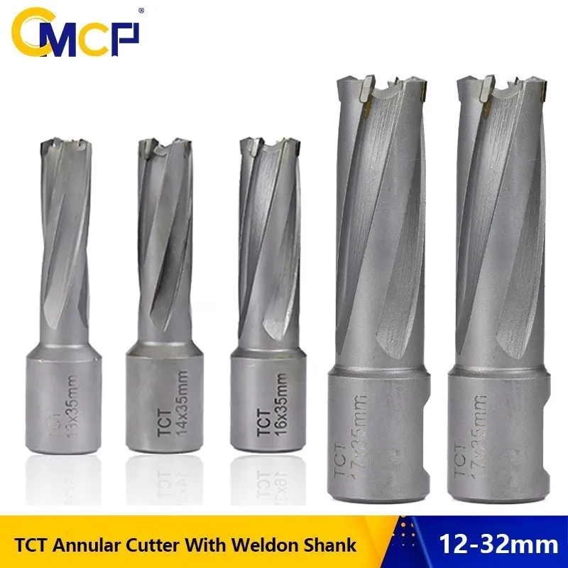 

CMCP TCT Annular Cutter 12-32mm Weldon Shank Magnetic Hollow Drill Bit Core Drill Bit For Metal Carbide Hole Saw Cutter Drill