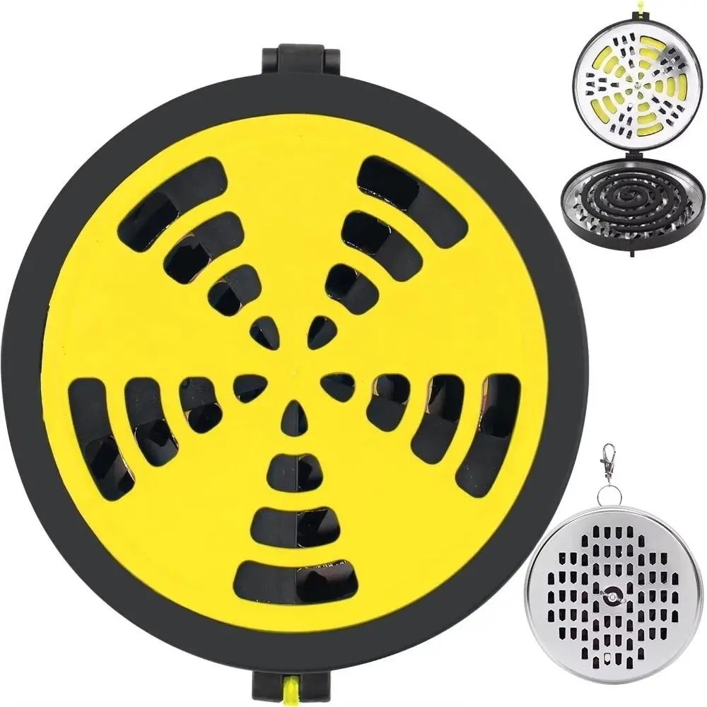 Hangable Hook Included Mosquito Coil Holder Fireproof & Anti-Scald Windproof Structure Portable Incense Box Stable Combustion
