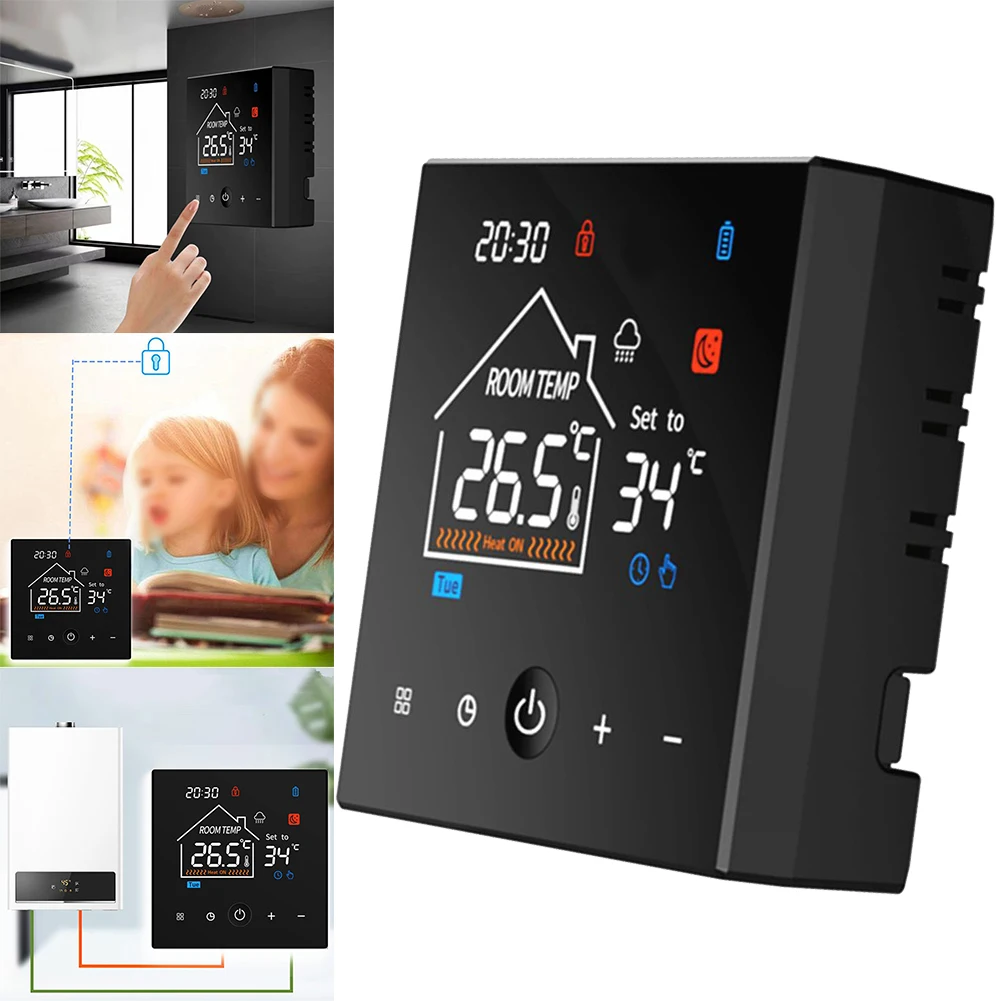 Digitale Kamercontroller LCD Thermostaat ABS Materiaal Kinderslot Functie Compact Formaat 86*86*24MM Voor ketelsystemen