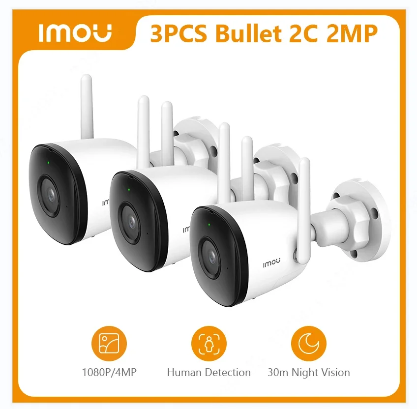 IMOU 3PCS Kugel 2C 2MP Wifi Kamera Wetter AI Menschlichen Erkennung Outdoor Überwachung IP Kamera Großhandel