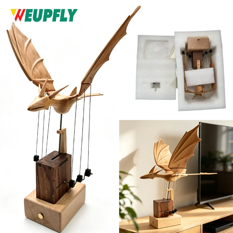 1PCS Wooden Mythical Creature Dragon Automaton Model,Handmade Mechanical Wooden Electric Bionic Animals Dynamic Model,Desk Decor
