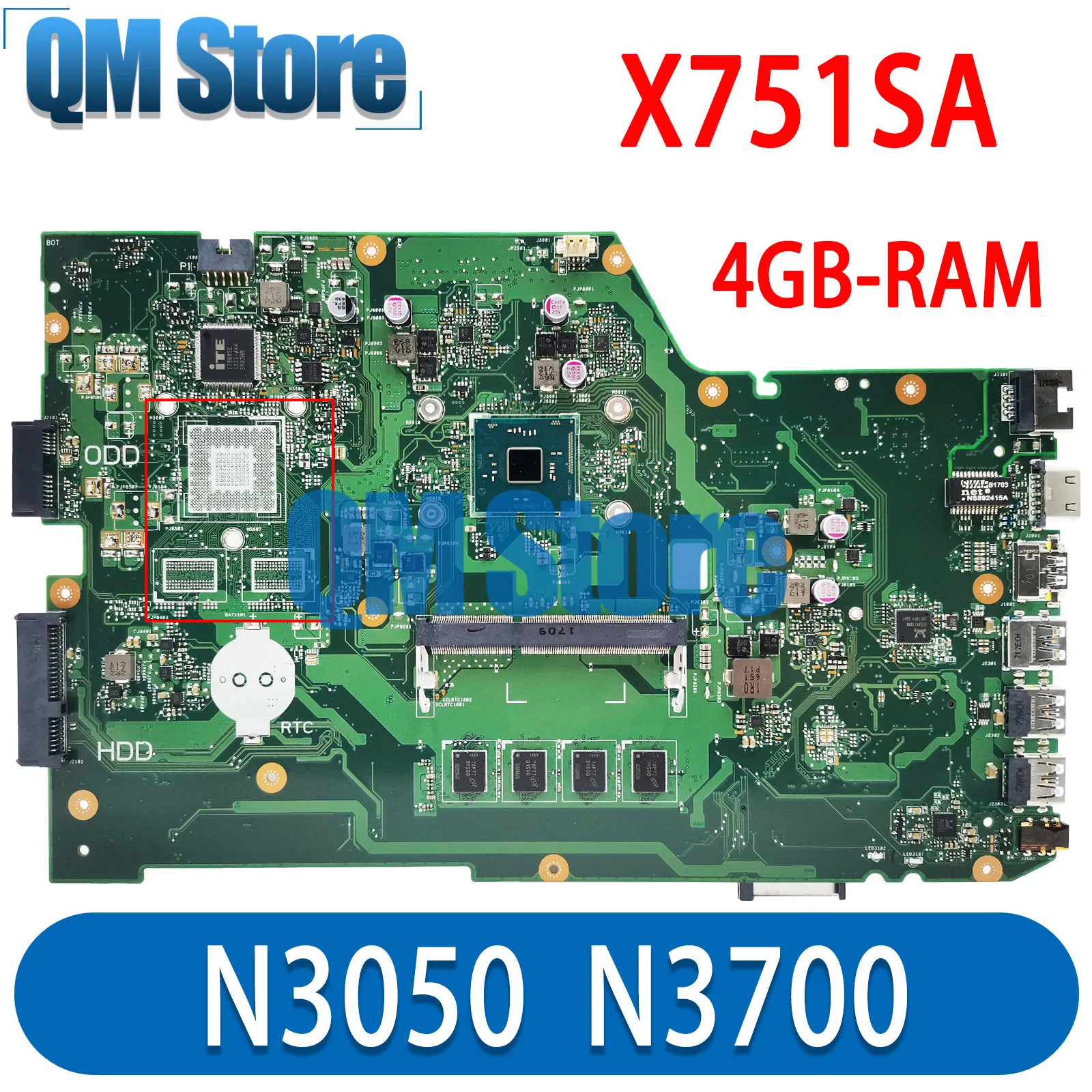 

X751S Mainboard For ASUS F751SA A751SA X751SV X751SJ F751SJ K751SV F751SV X751SA A751SV Laptop Motherboard N3050 N3700 4GB