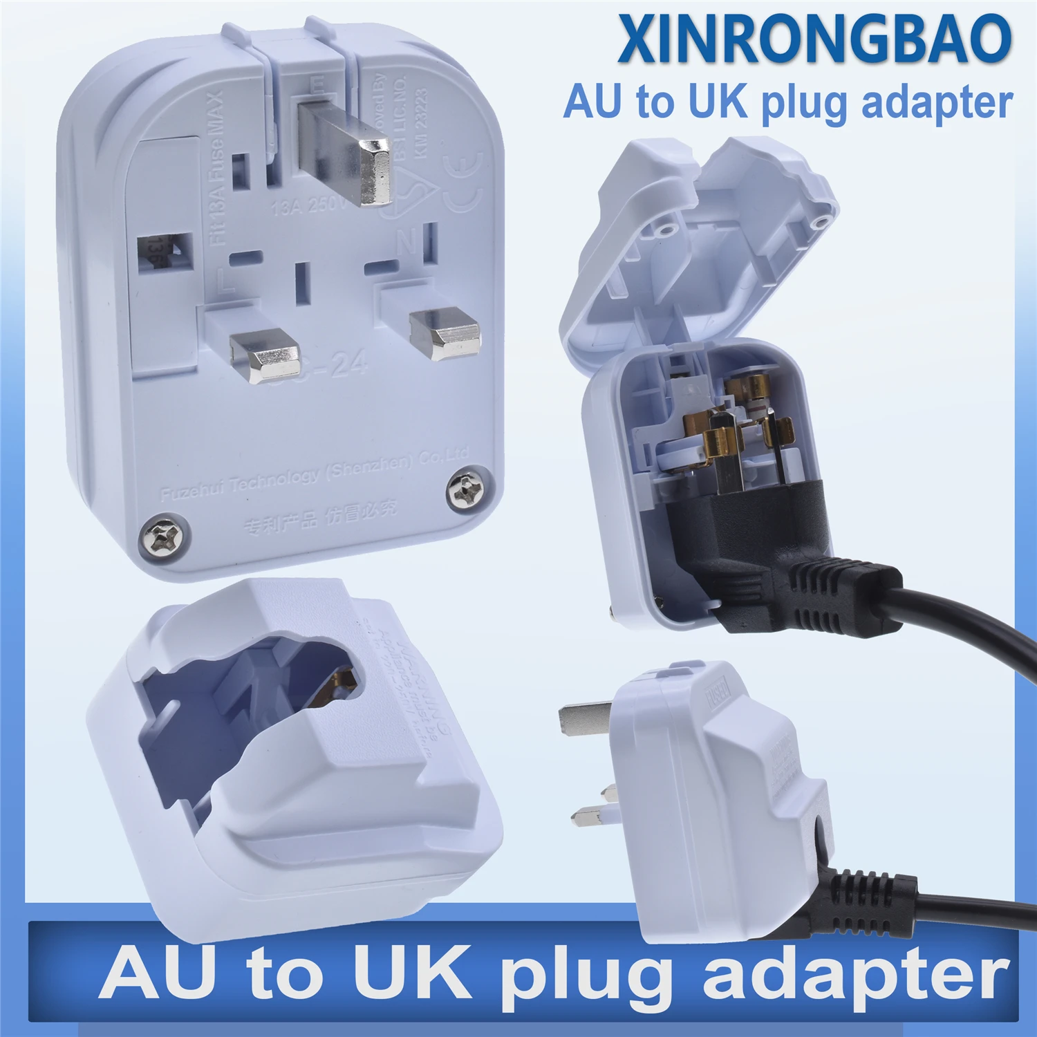 

AU to UK Plug Adapter Box Type China travel Australia Flat power line 3pins Type I to Type-G England Power Converter Adapter Top