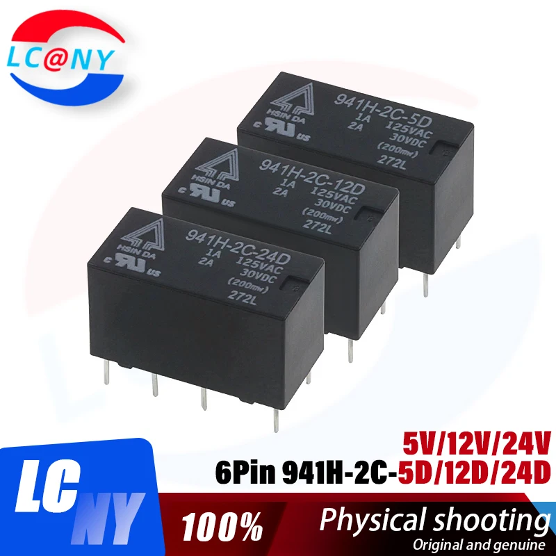 5Pcs New Original HSIN DA 941H-2C-5D 941H-2C-12D 941H-2C-24D 2A 8PIN compatible HK19F-DC12V-SHG HK19F DC5V 12V 24V signal relay