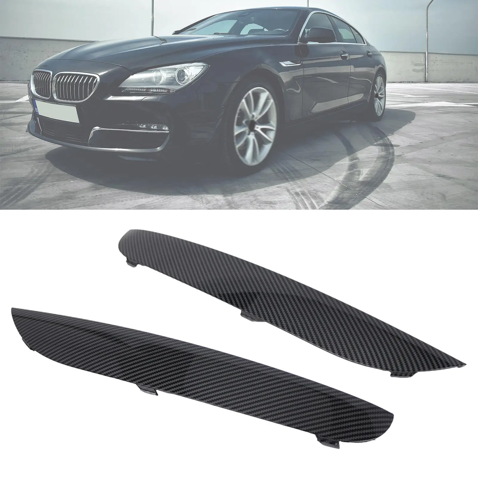 

2 Pieces Front Bumper Grille Moulding Trim Carbon Pattern Trim Accessory for BMW 7 Series F01 F02 Replacement Parts Repair