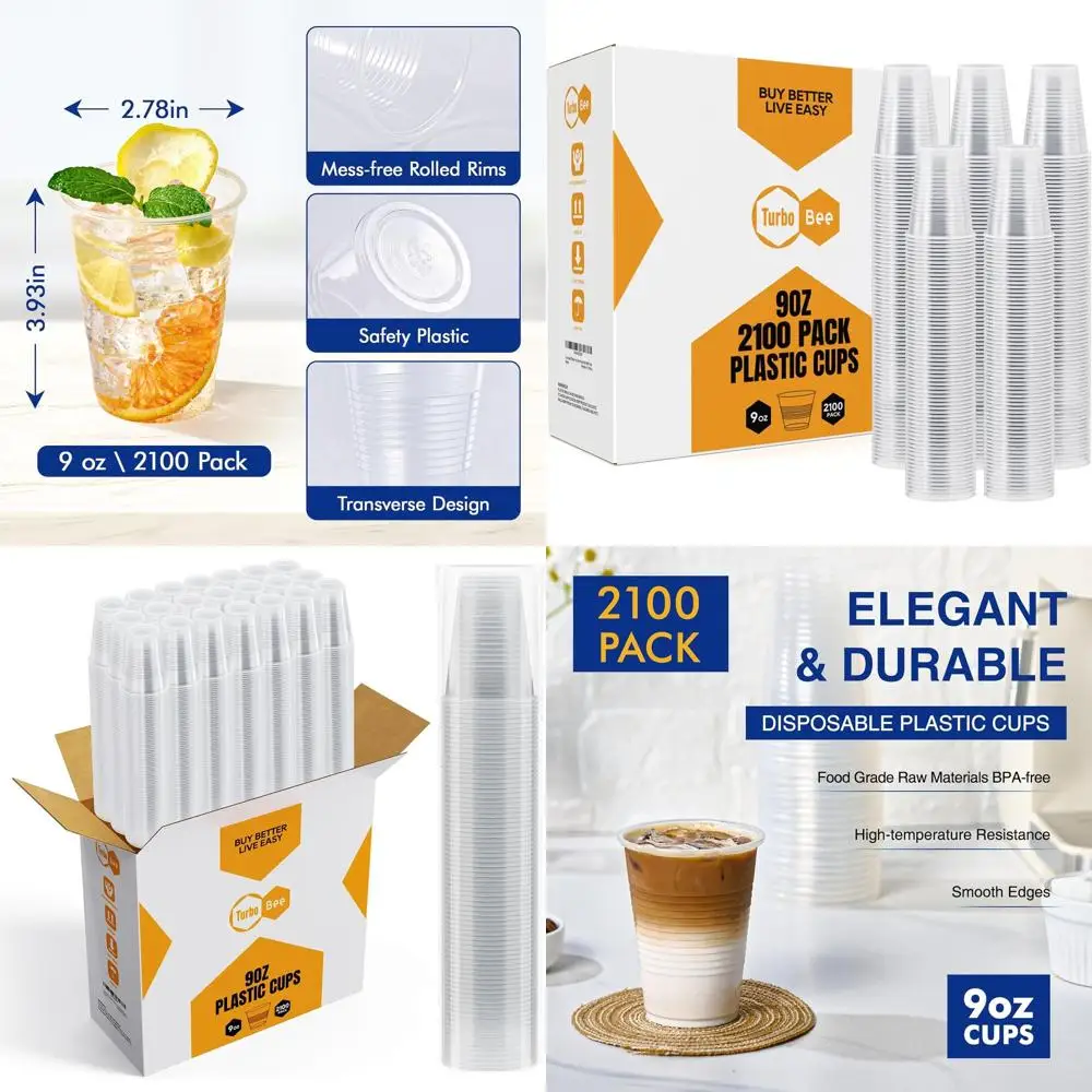 

9oz Bulk Disposable Plastic Cups for Party, Wedding, Thanksgiving and Events