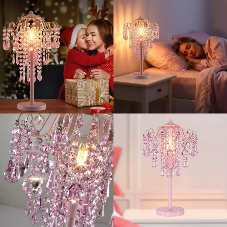

Small Crystal Bedside Table Lamp End Table Lamp Nightstand Lamp for Bedroom Living Room Office H20.4'' W11.81'' 1-Light E26